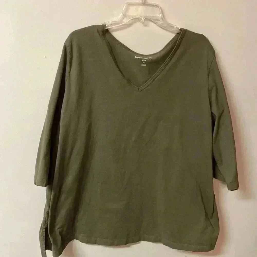 Woman Within Mock Turtleneck Holly Berry & Hunter Green‎ 2X  Pullover Blouse